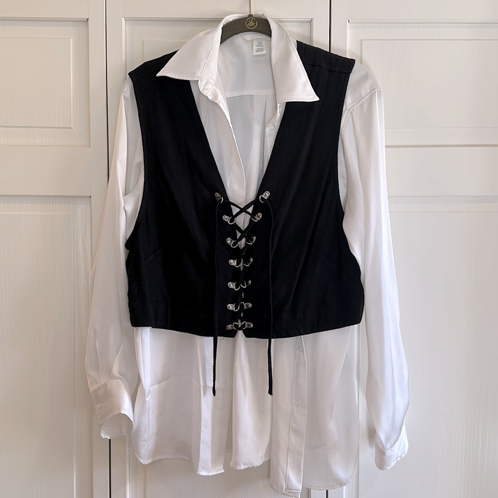 Free People rare lace-up black vest